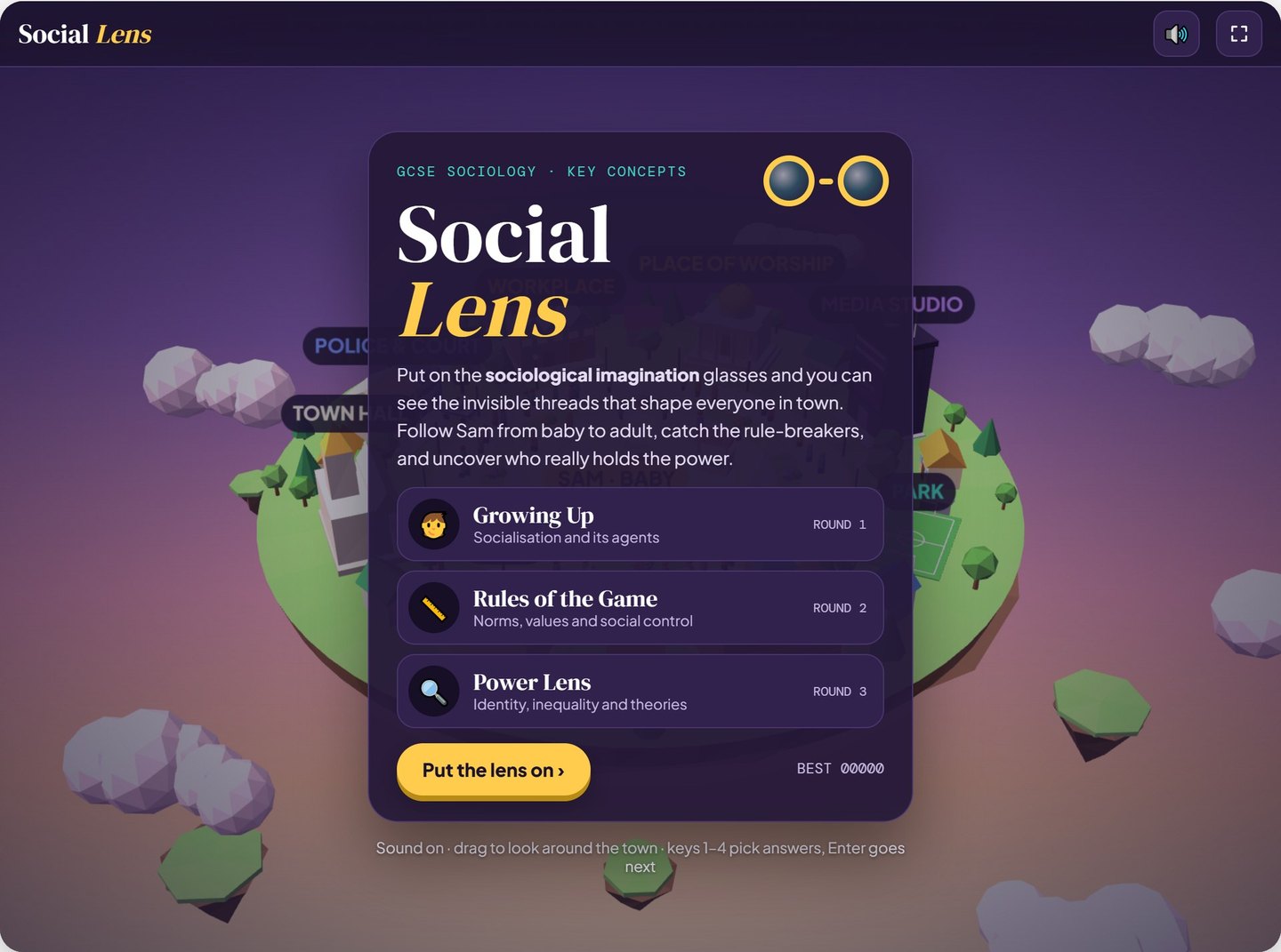 Social Lens - AQA GCSE Sociology 3D game