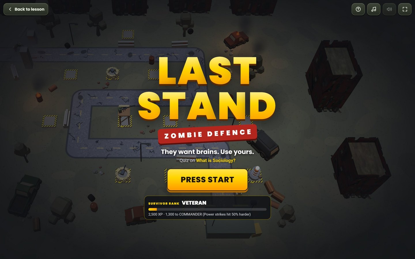 Last Stand zombie defence AQA GCSE Sociology revision game: They want brains. Use yours.