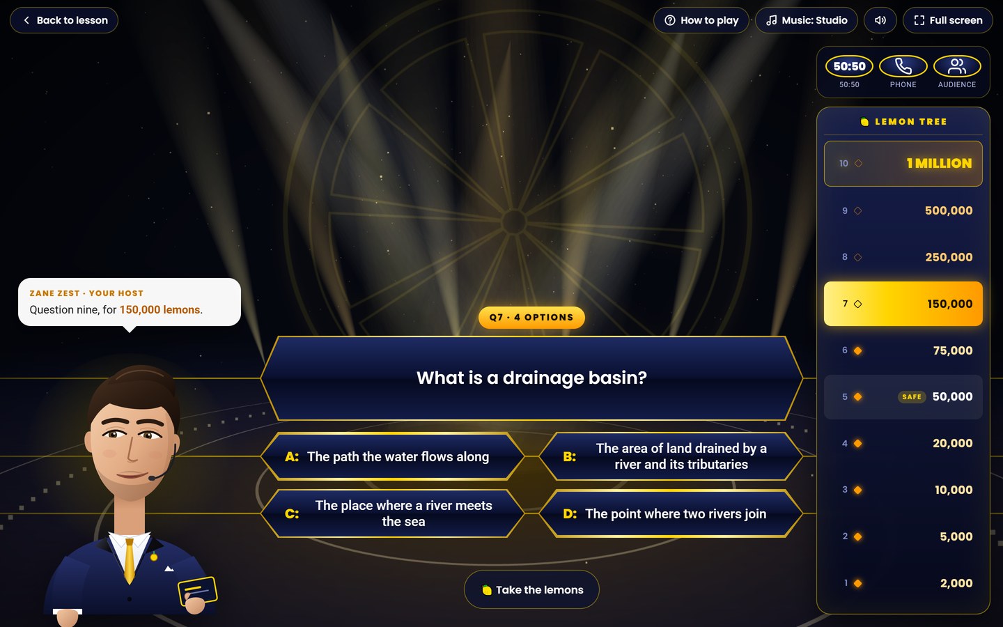 Cambridge IGCSE Geography on Brainy Lemons: Who Wants to Be a Lemonaire? on every lesson