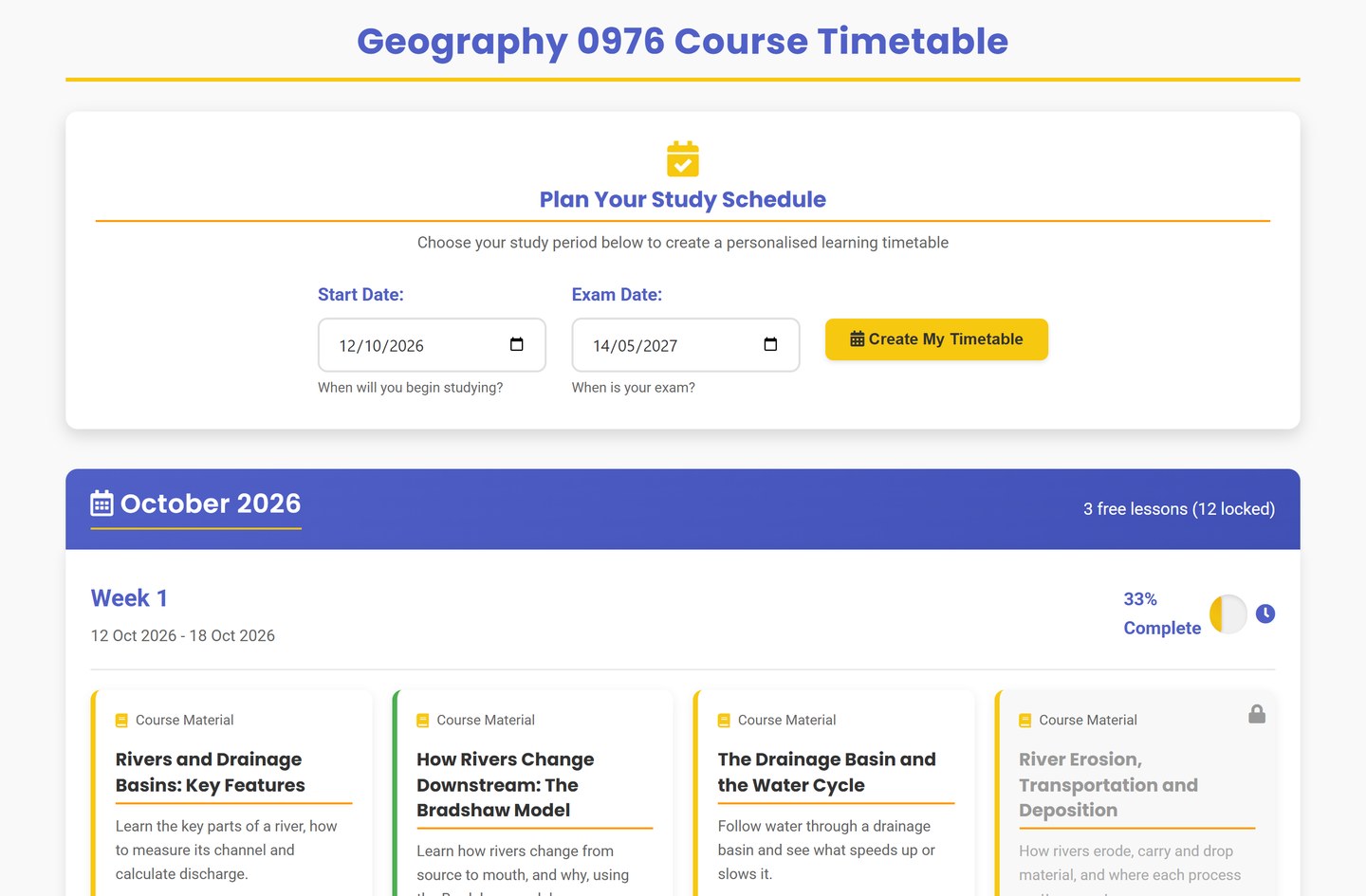 Cambridge IGCSE Geography timetable on Brainy Lemons