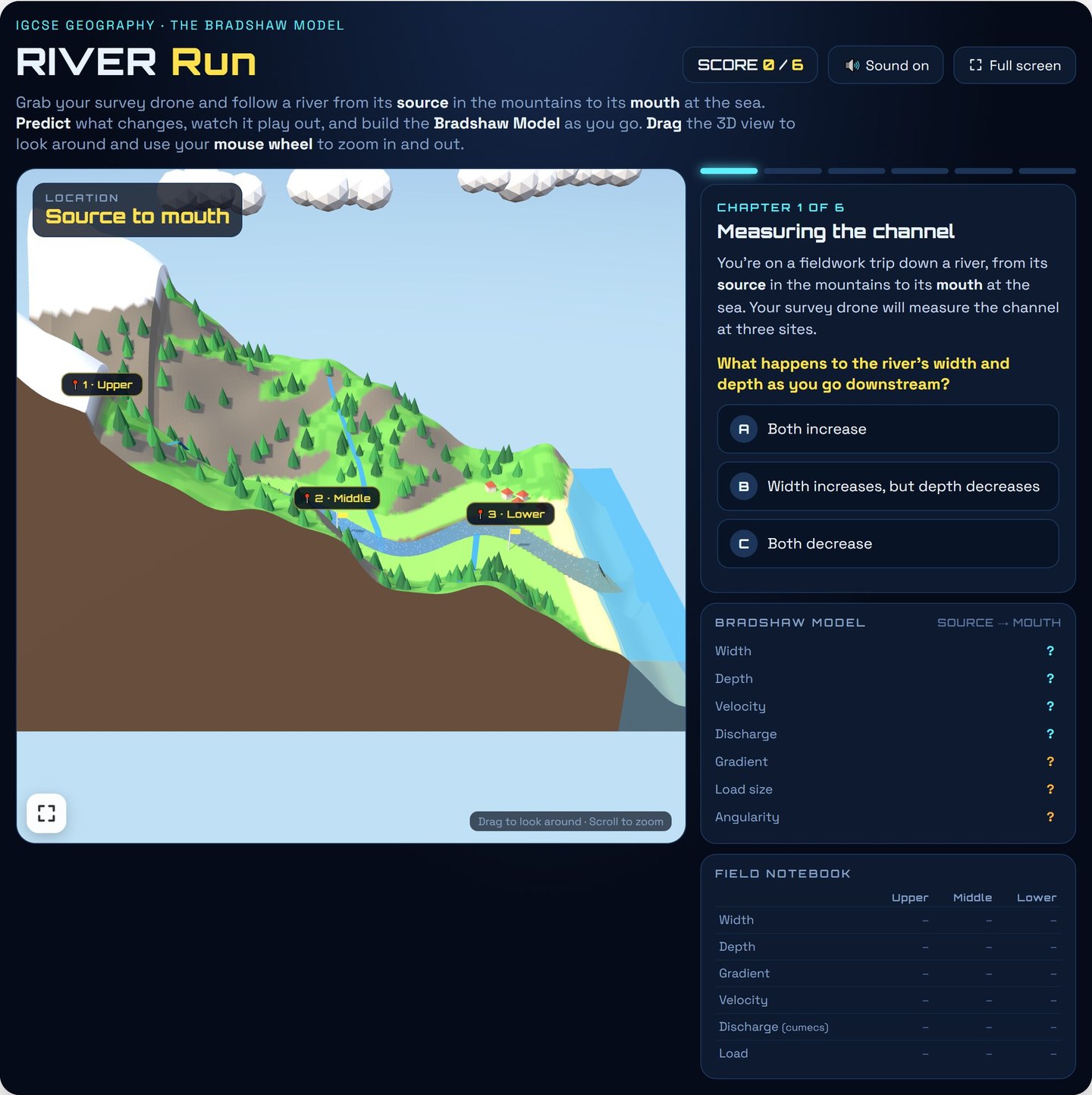 River Run - Cambridge IGCSE Geography 3D game