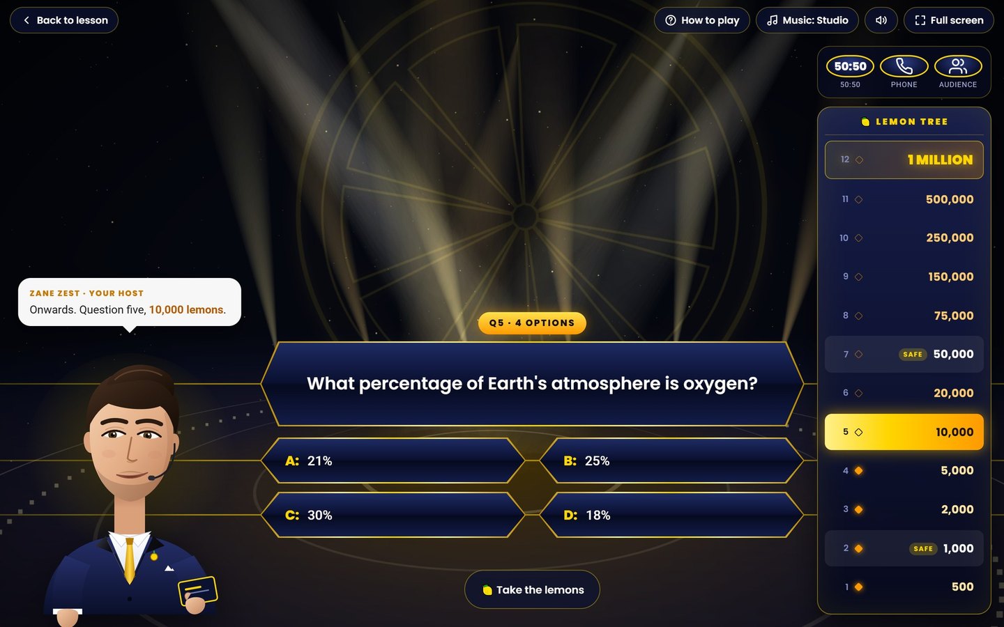 Cambridge IGCSE Marine Science on Brainy Lemons: Who Wants to Be a Lemonaire? on every lesson