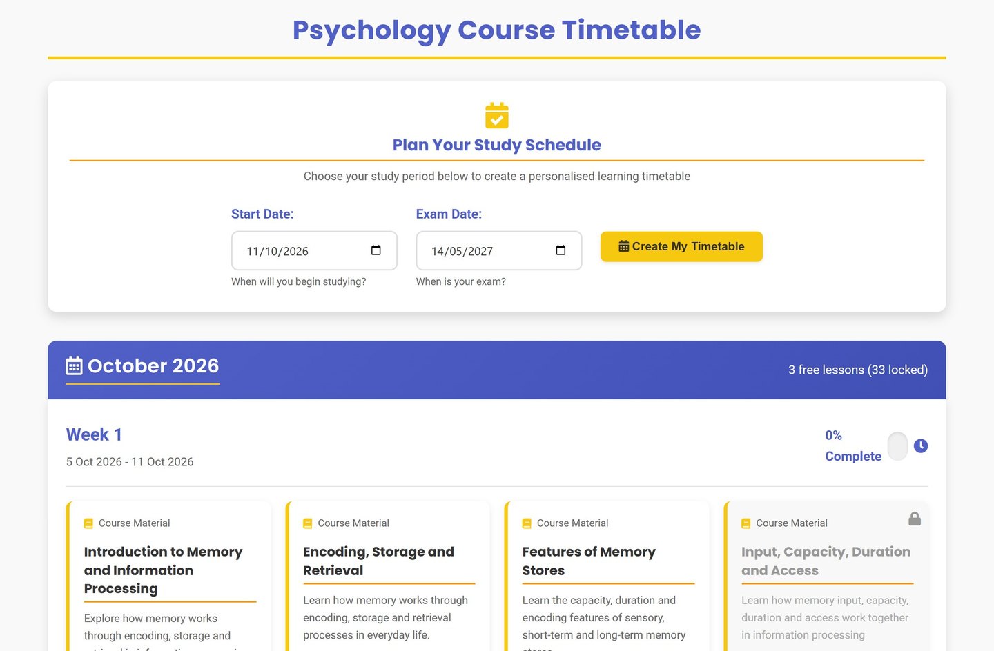 Cambridge IGCSE Psychology timetable on Brainy Lemons