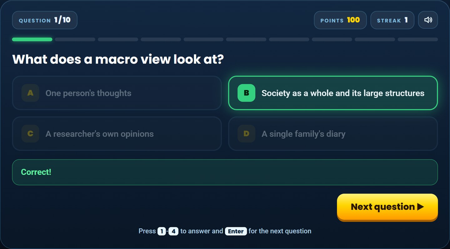 Cambridge IGCSE Sociology on Brainy Lemons: Instant feedback on every question