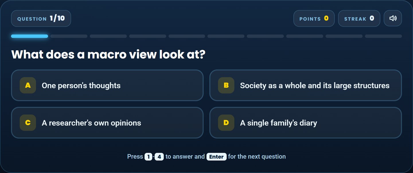 Cambridge IGCSE Sociology lesson quiz: Its own quiz, written from the lesson
