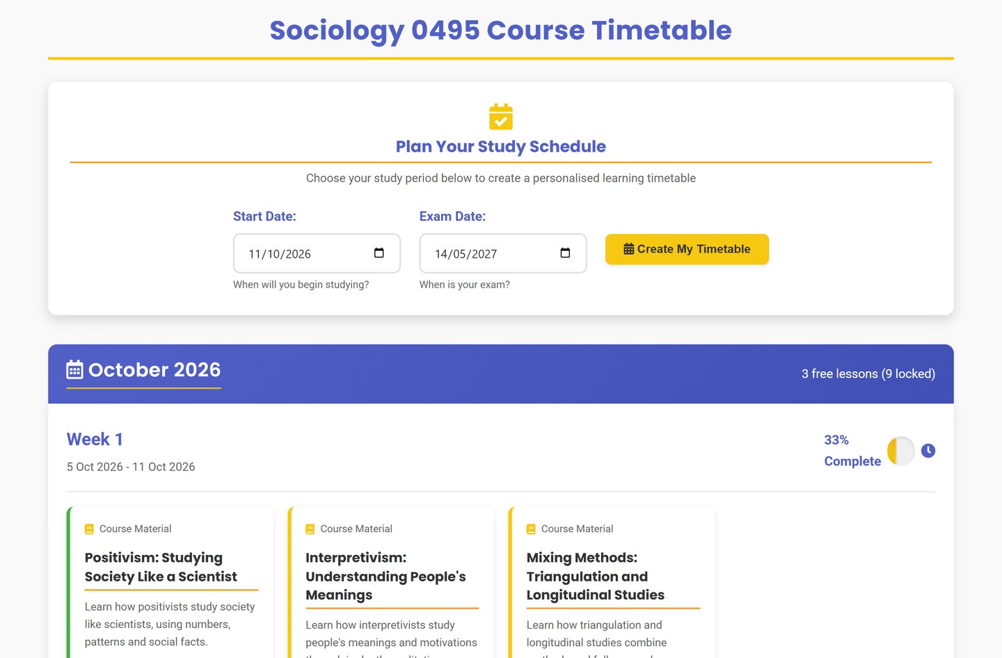 Cambridge IGCSE Sociology timetable on Brainy Lemons