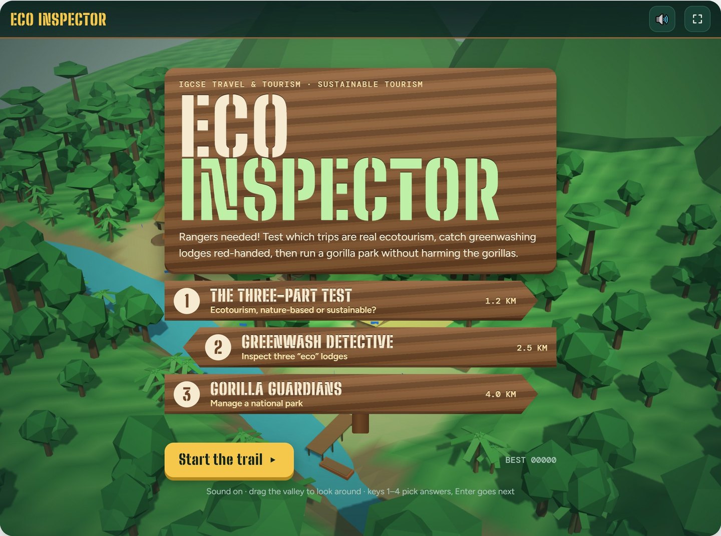 Eco Inspector - Cambridge IGCSE Travel & Tourism 3D game