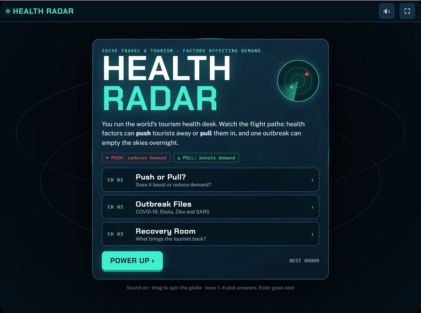 Health Radar - Cambridge IGCSE Travel & Tourism 3D game
