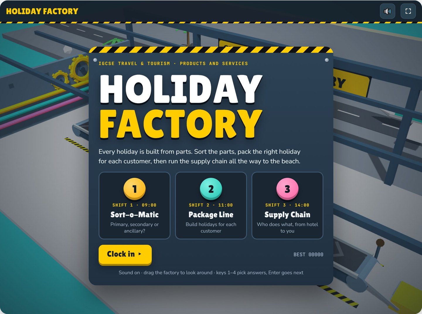 Holiday Factory - Cambridge IGCSE Travel & Tourism 3D game