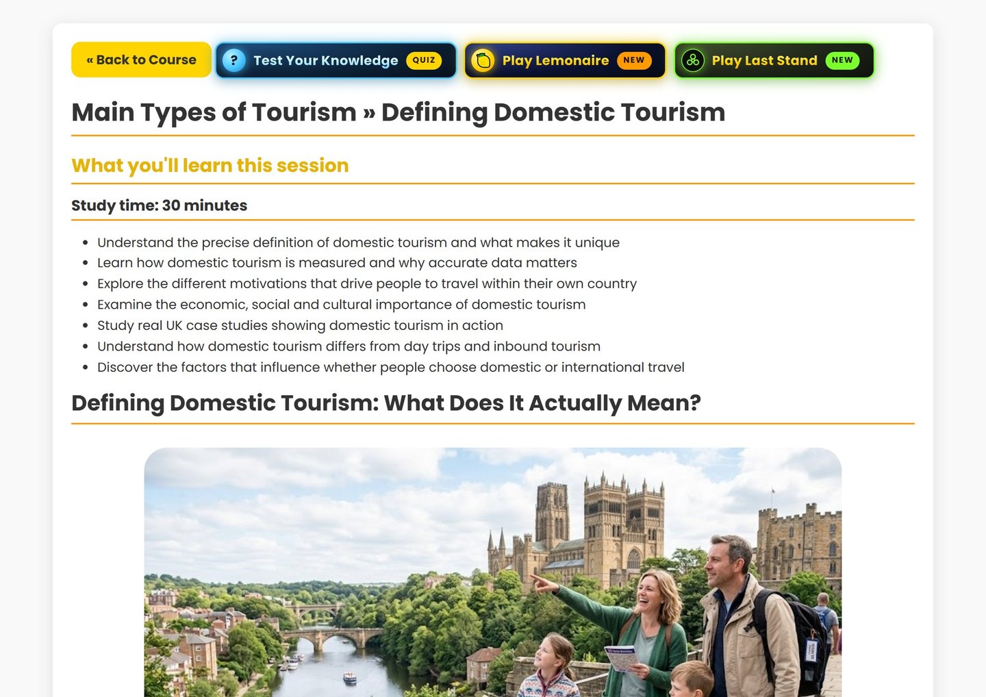 Cambridge IGCSE Travel & Tourism: A short lesson on one part of the syllabus