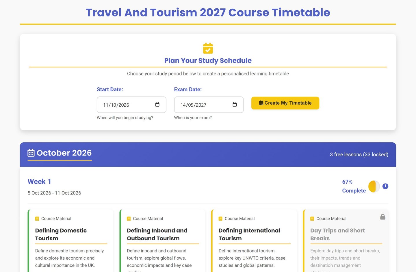 Cambridge IGCSE Travel & Tourism: A timetable to exam day