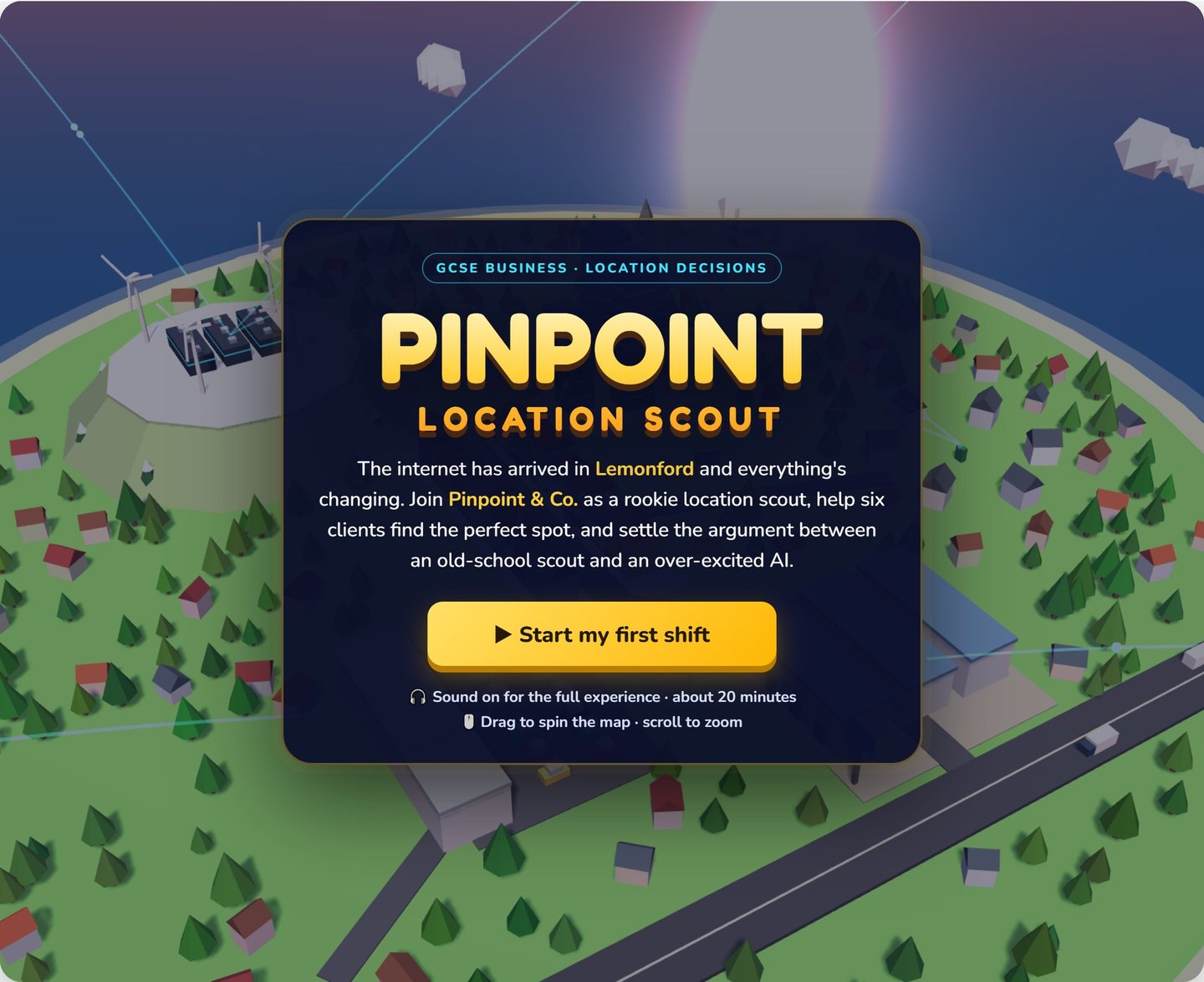Pinpoint: Location Scout - Pearson Edexcel IGCSE Business 3D game