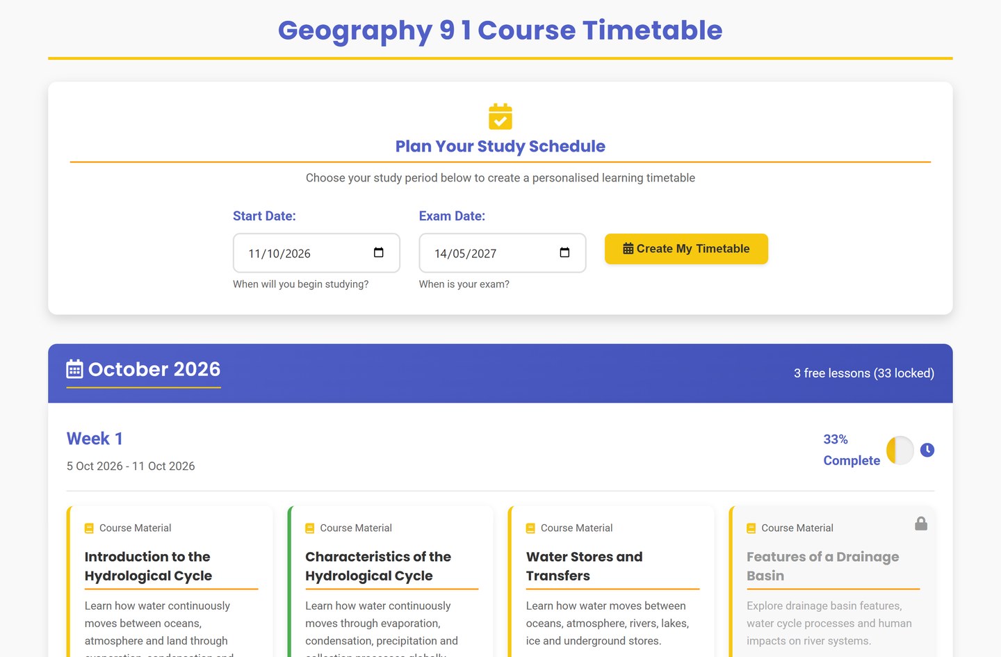 Pearson Edexcel IGCSE Geography (9-1) timetable on Brainy Lemons